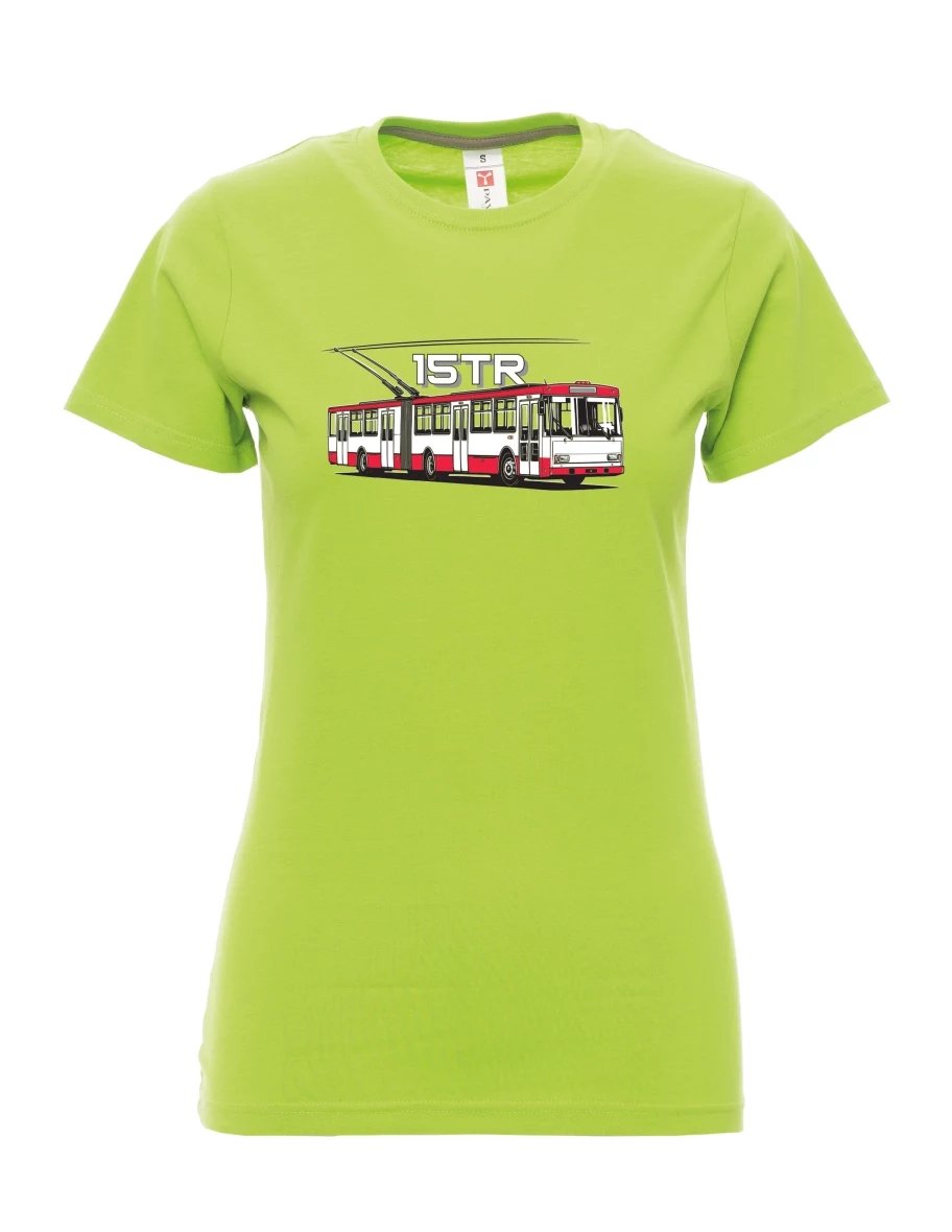 Damski t-shirt limetkowy Trolejbus 15TR