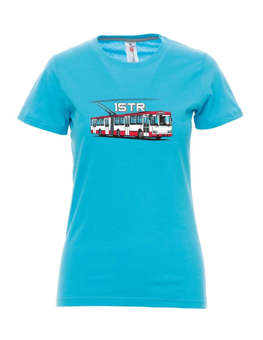 Damski t-shirt turkusowy Trolejbus 15TR