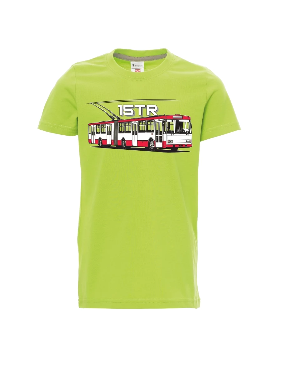 Dziecięcy t-shirt jasno zielony Trolejbus 15TR