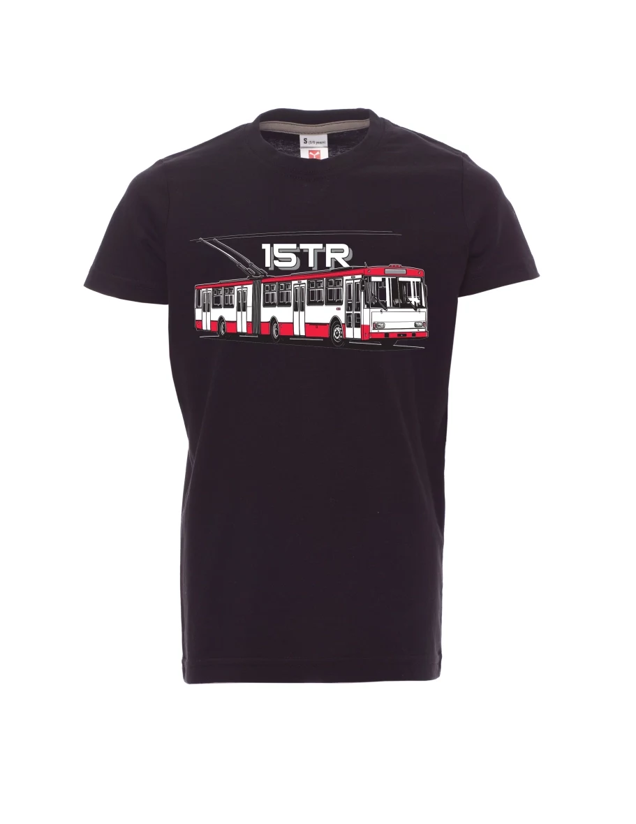 Dziecięcy t-shirt czarny Trolejbus 15TR