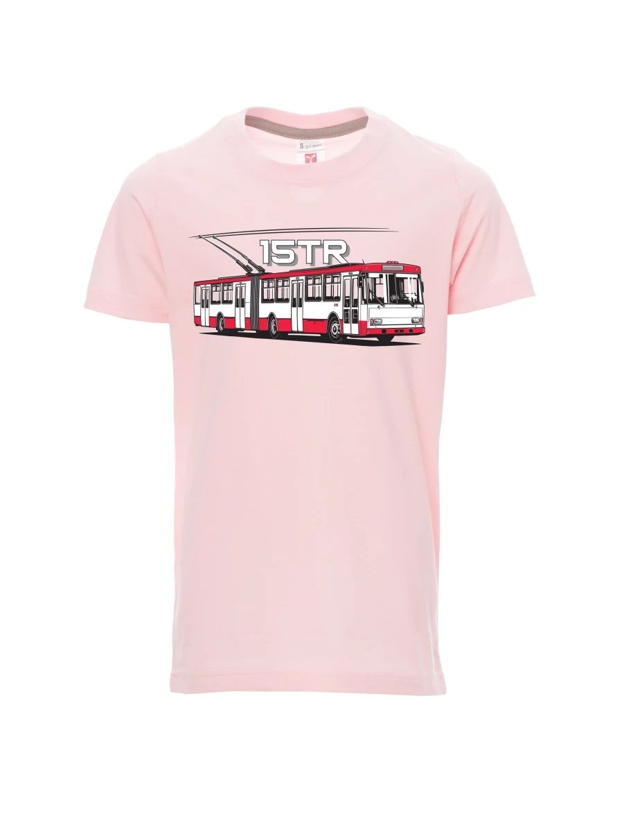 Dziecięcy t-shirt jasno różowy Trolejbus 15TR