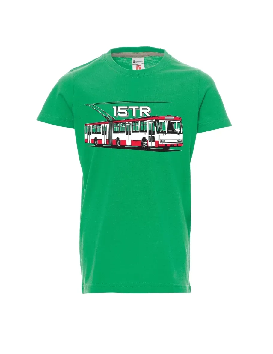 Dziecięcy t-shirt zielony Trolejbus 15TR