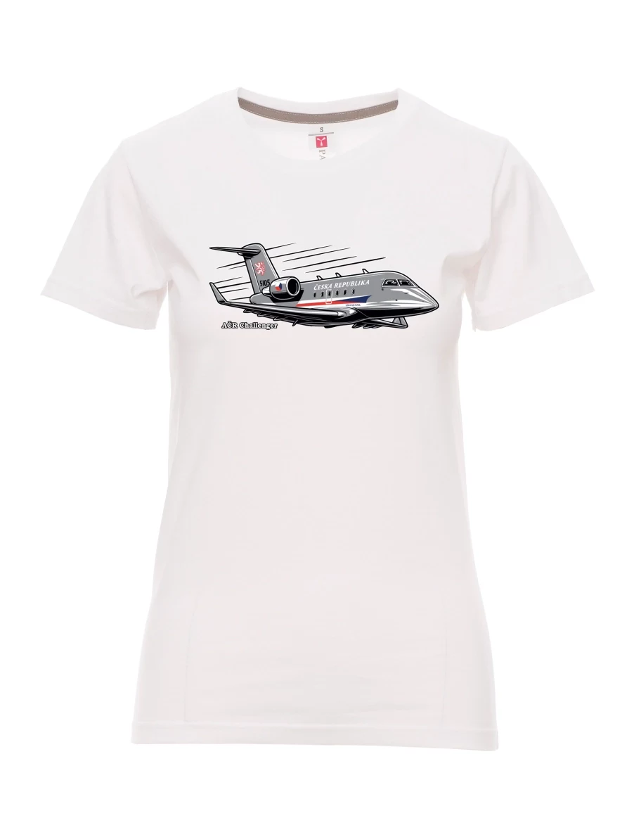 Damski t-shirt biały Samolot AČR Challenger
