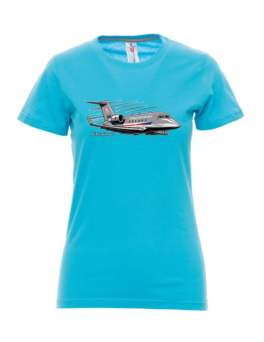 Damski t-shirt turkusowy Samolot AČR Challenger