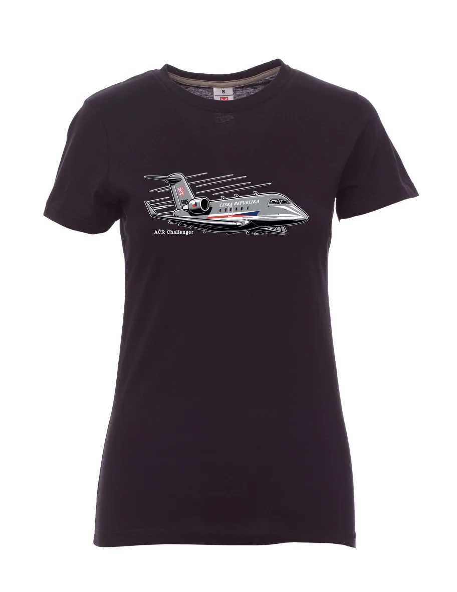 Damski t-shirt czarny Samolot AČR Challenger