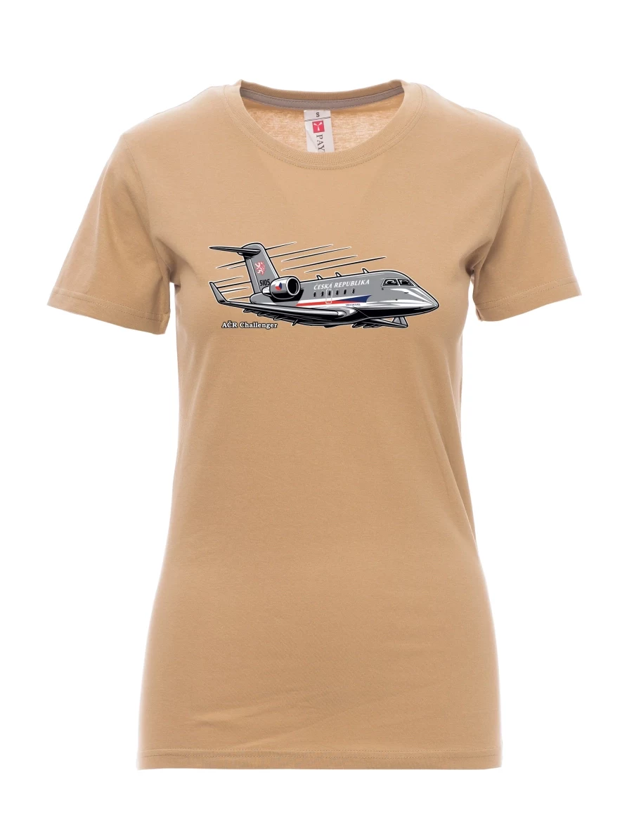Damski t-shirt brązowy Samolot AČR Challenger