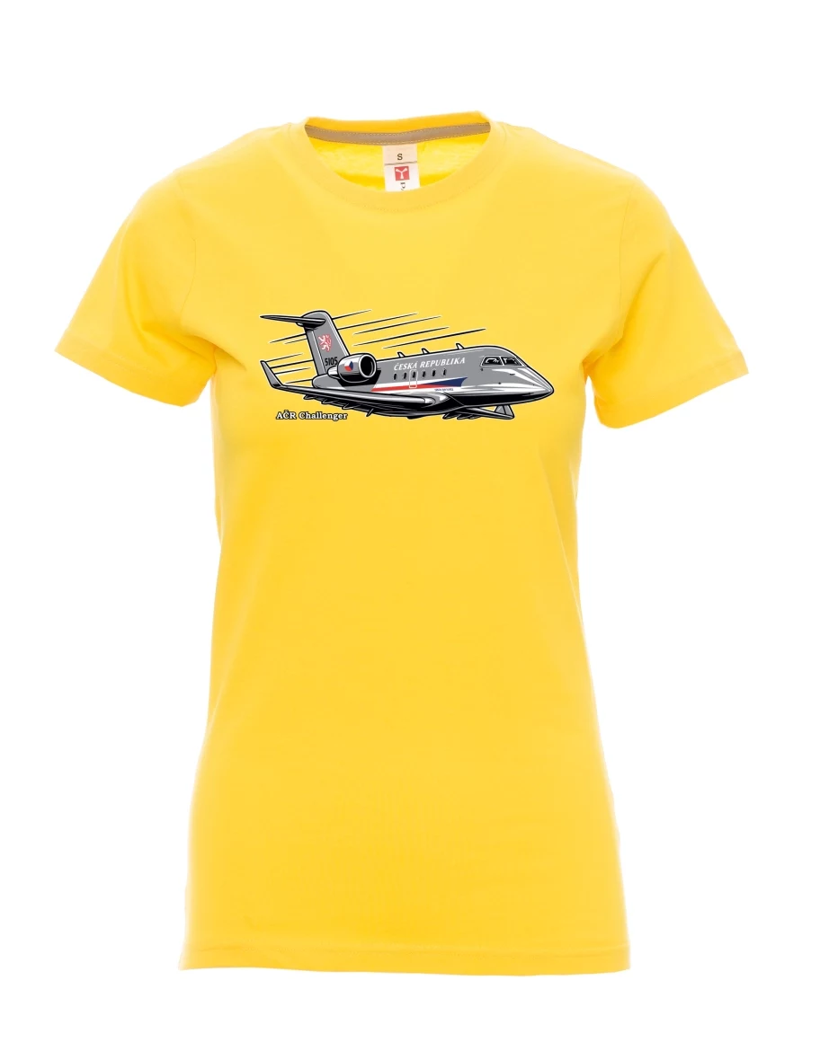 Damski t-shirt żółty Samolot AČR Challenger