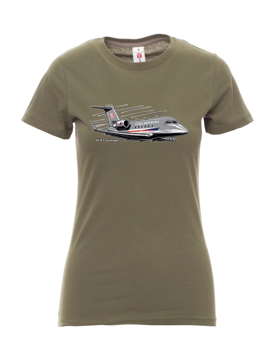 Damski t-shirt khaki Samolot AČR Challenger
