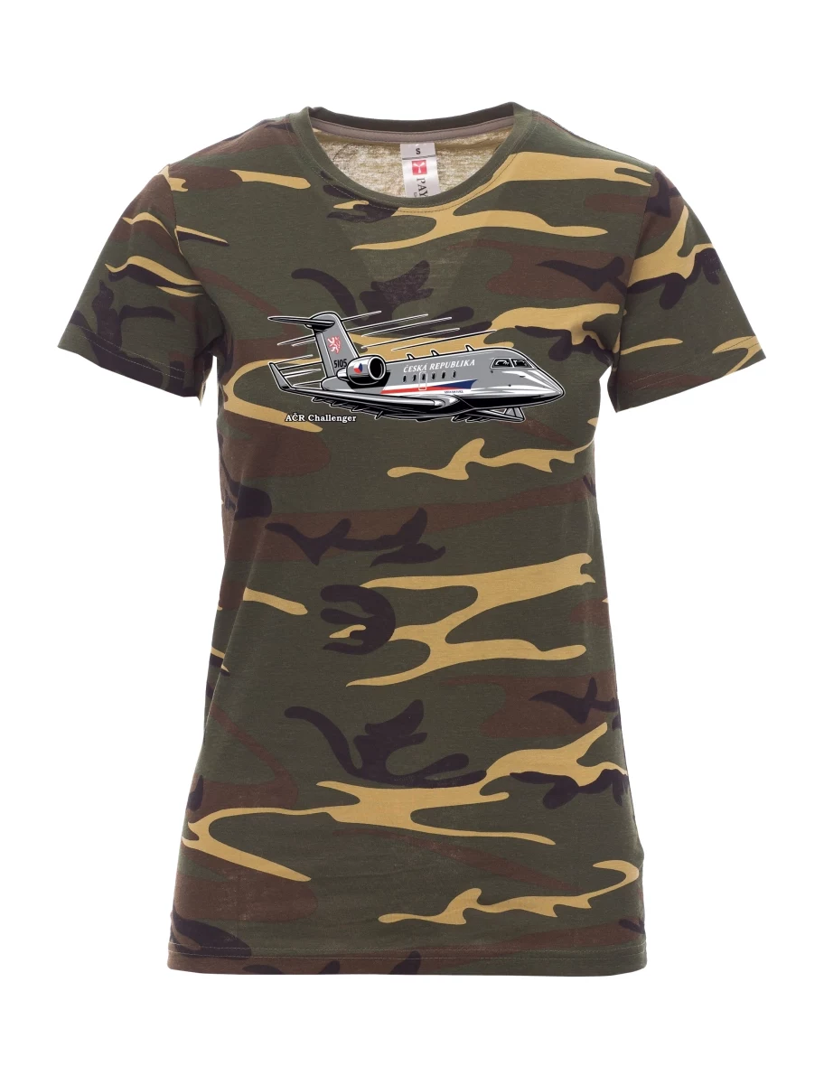 Damski t-shirt kamuflaży Samolot AČR Challenger