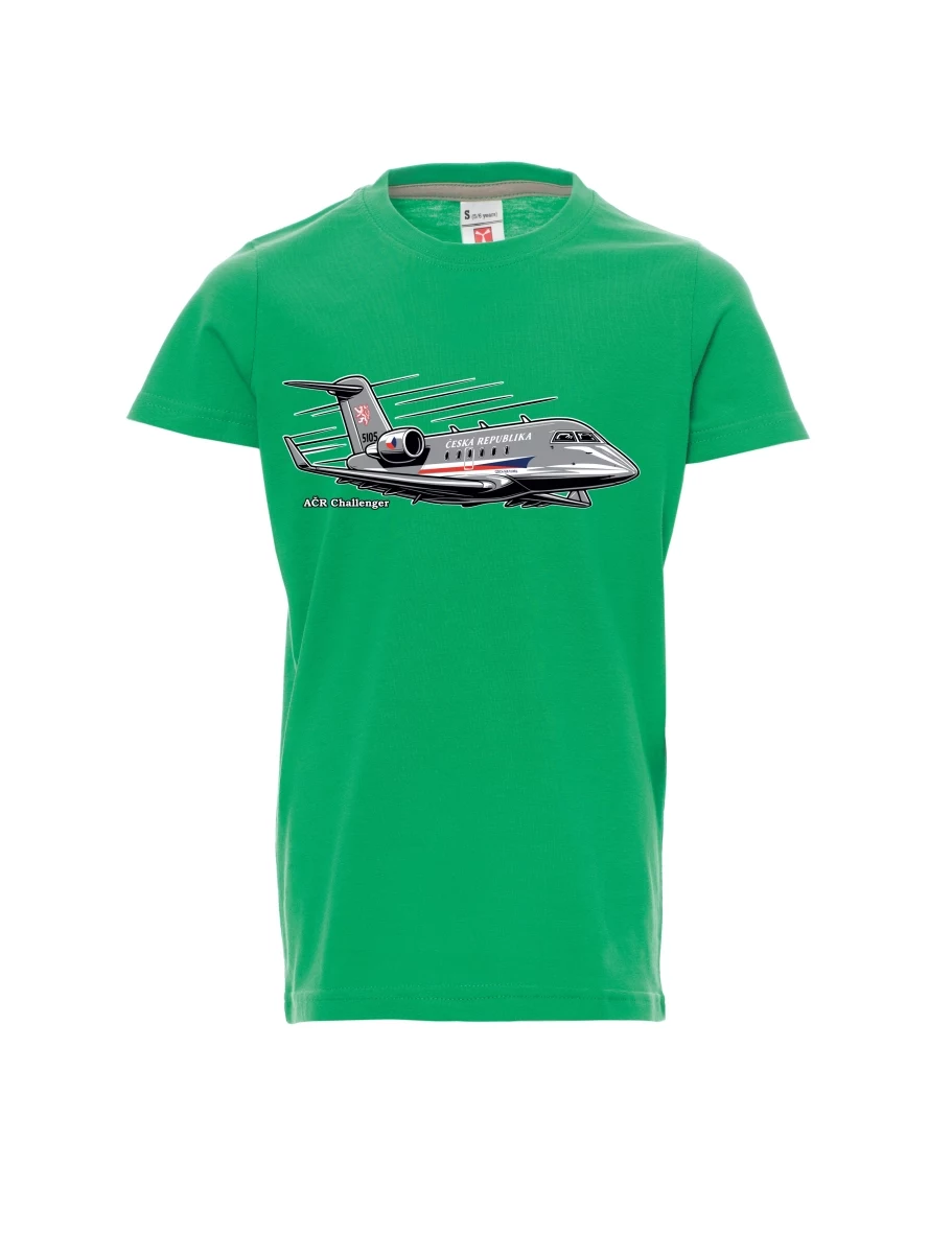 Dziecięcy t-shirt zielony Samolot AČR Challenger
