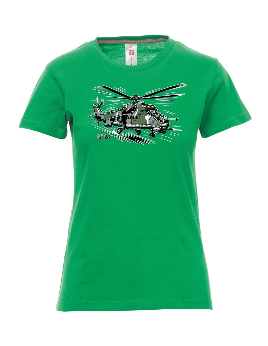 Damski t-shirt zielony Śmigłowiec Mi-24