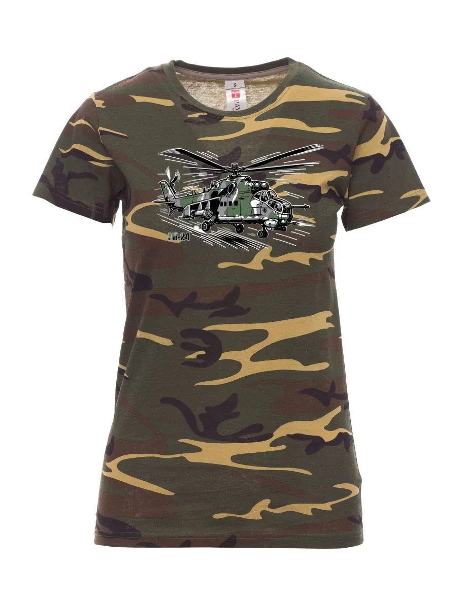 Damski t-shirt kamuflaży Śmigłowiec Mi-24