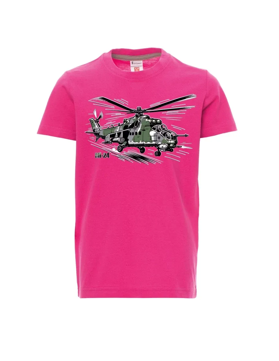 Dziecięcy t-shirt różowy Śmigłowiec Mi-24