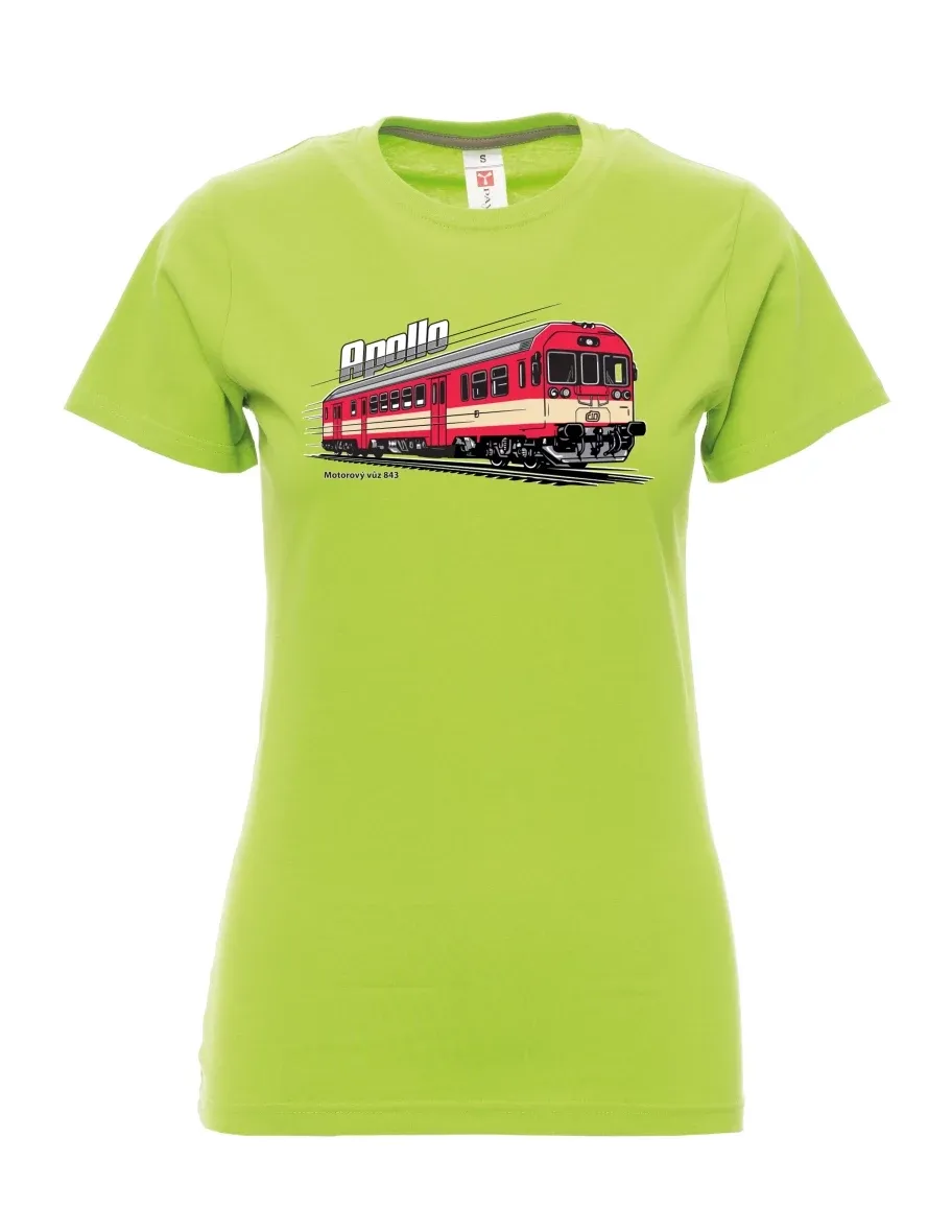Damski t-shirt limetkowy Wagon silnikowy 843 „Apollo“