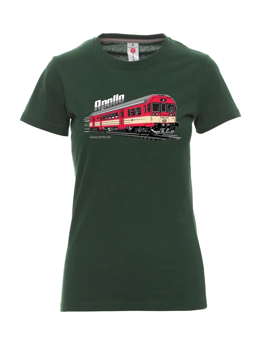 Damski t-shirt ciemnozielony Wagon silnikowy 843 „Apollo“