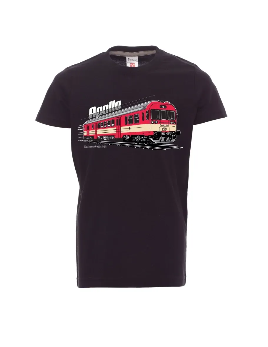 Dziecięcy t-shirt czarny Wagon silnikowy 843 „Apollo“