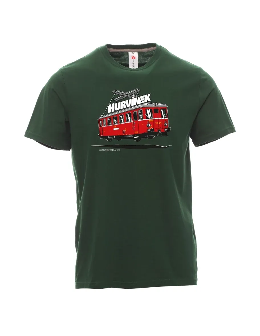 Męski t-shirt ciemnozielony Wagon silnikowy M 131 „Hurvínek“