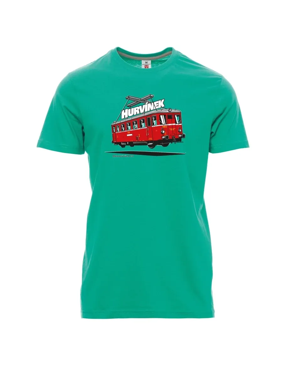 Męski t-shirt szmaragdy Wagon silnikowy M 131 „Hurvínek“