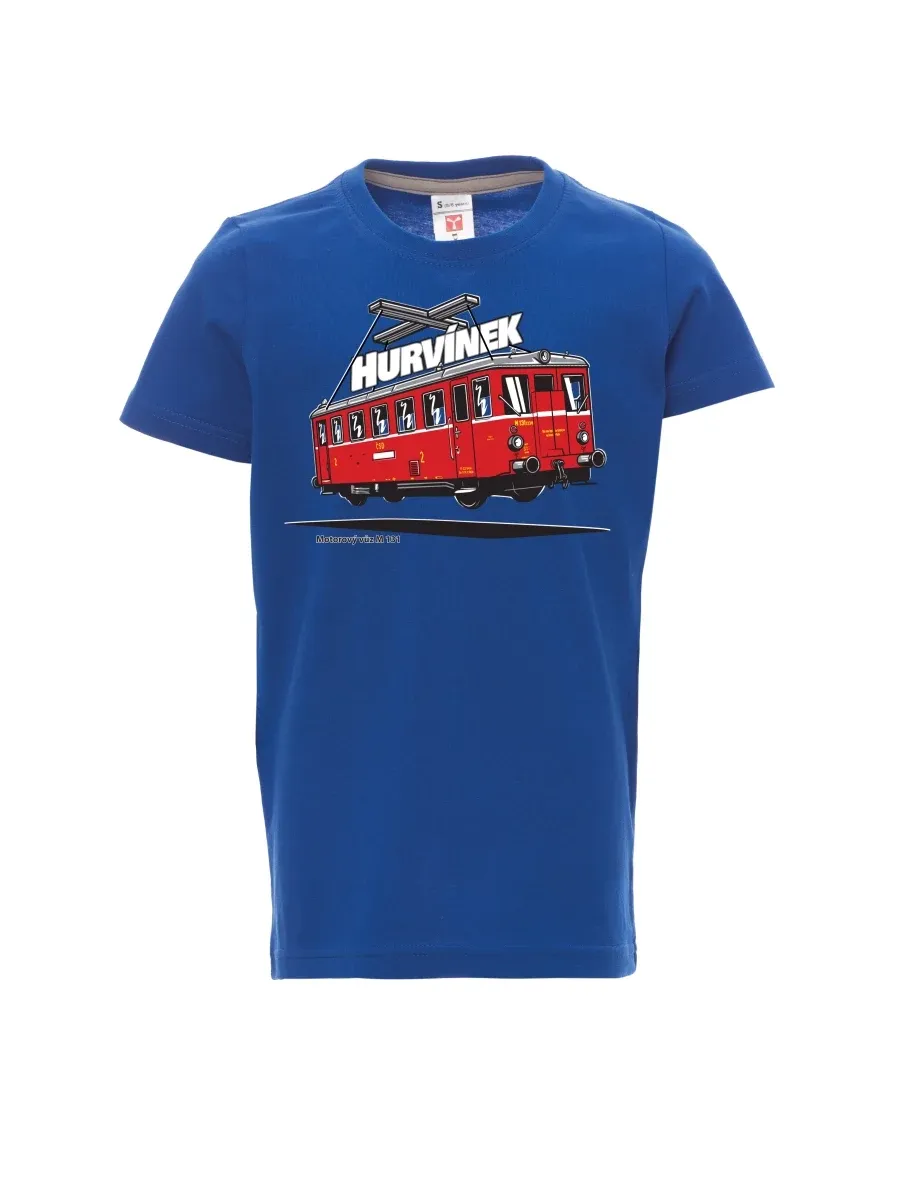 Dziecięcy t-shirt niebieski Wagon silnikowy M 131 „Hurvínek“