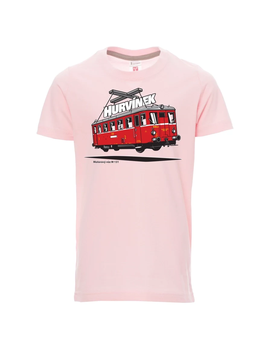 Dziecięcy t-shirt jasno różowy Wagon silnikowy M 131 „Hurvínek“