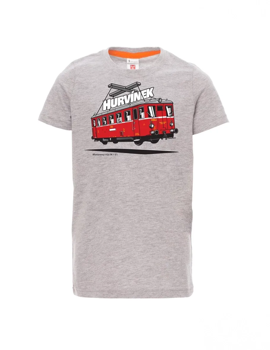 Dziecięcy t-shirt szary melange Wagon silnikowy M 131 „Hurvínek“