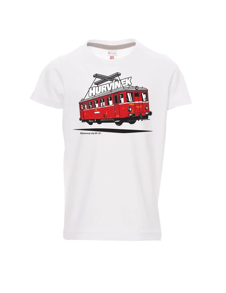 Dziecięcy t-shirt biały Wagon silnikowy M 131 „Hurvínek“
