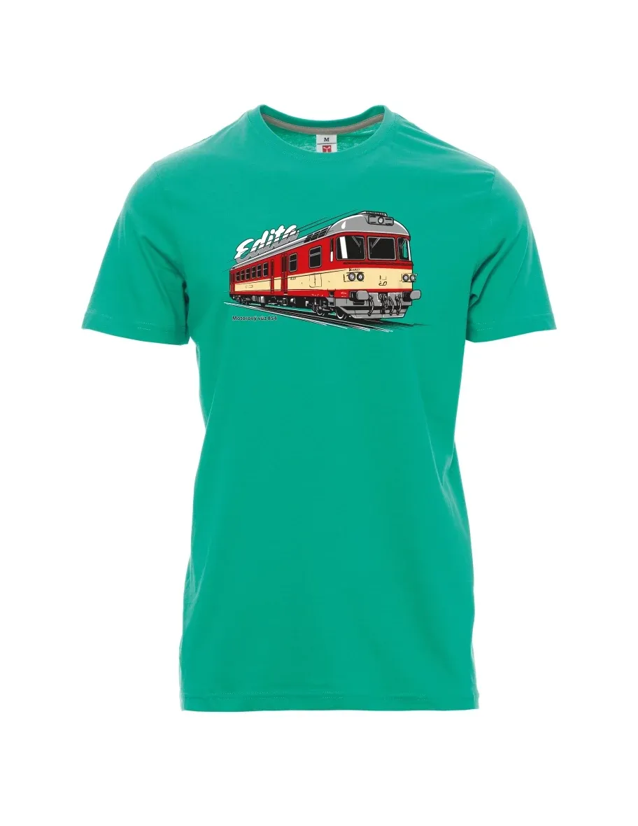 Męski t-shirt szmaragdy Wagon silnikowy 854