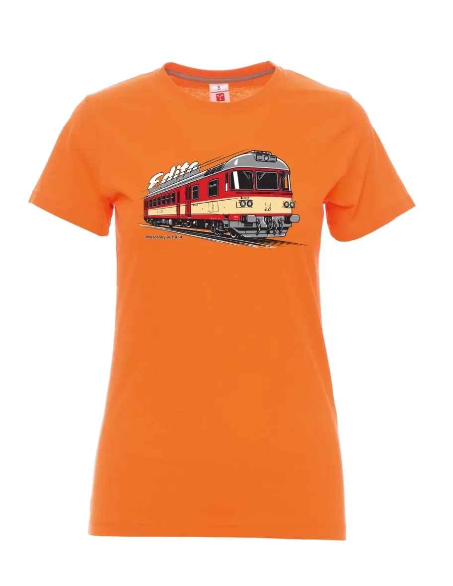 Damski t-shirt pomarańczowy Wagon silnikowy 854