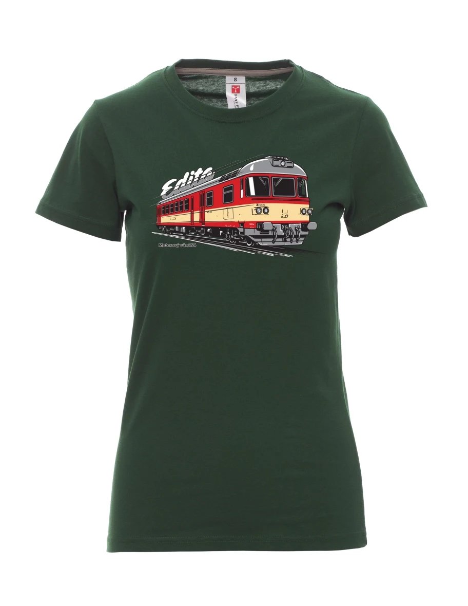 Damski t-shirt ciemnozielony Wagon silnikowy 854