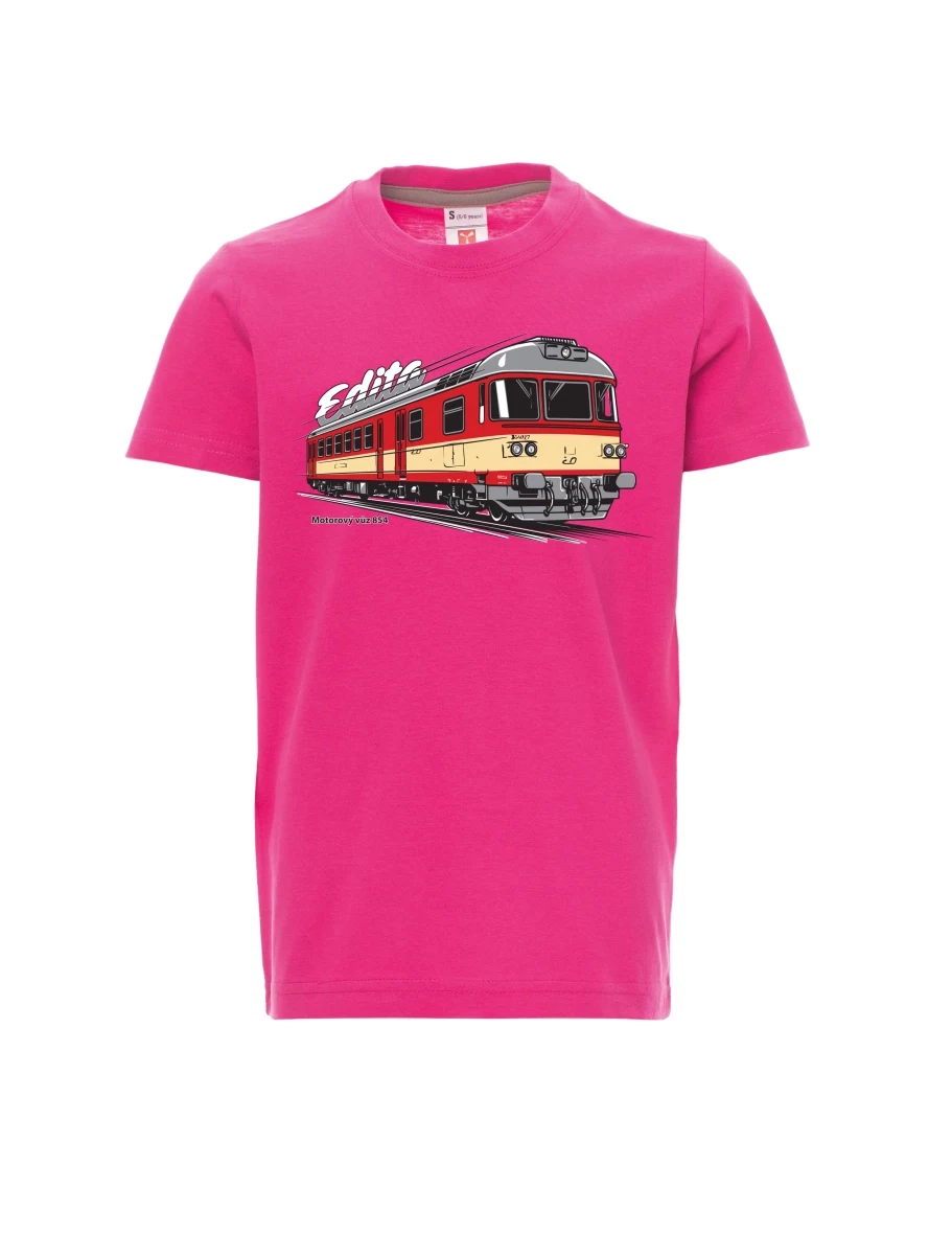 Dziecięcy t-shirt różowy Wagon silnikowy 854