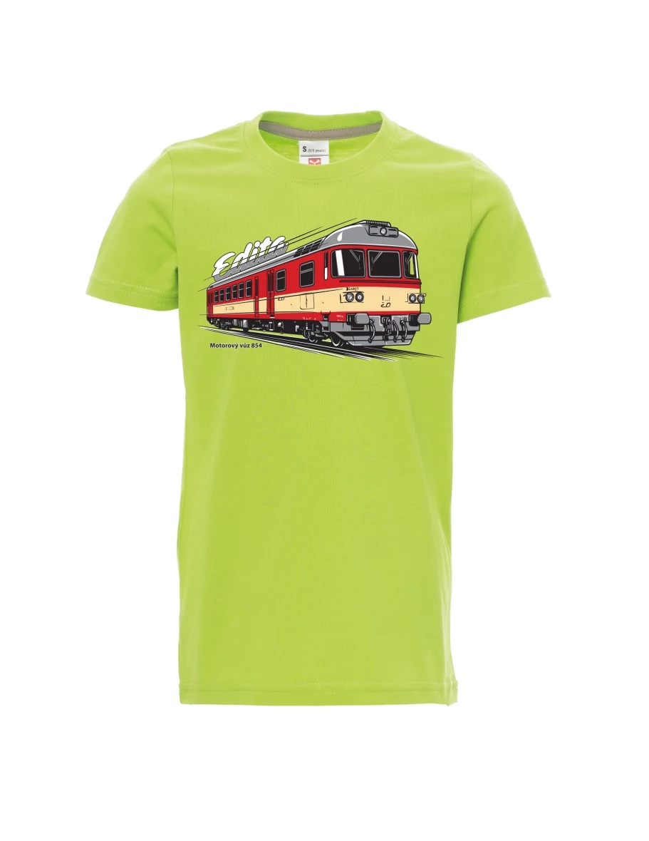 Dziecięcy t-shirt jasno zielony Wagon silnikowy 854
