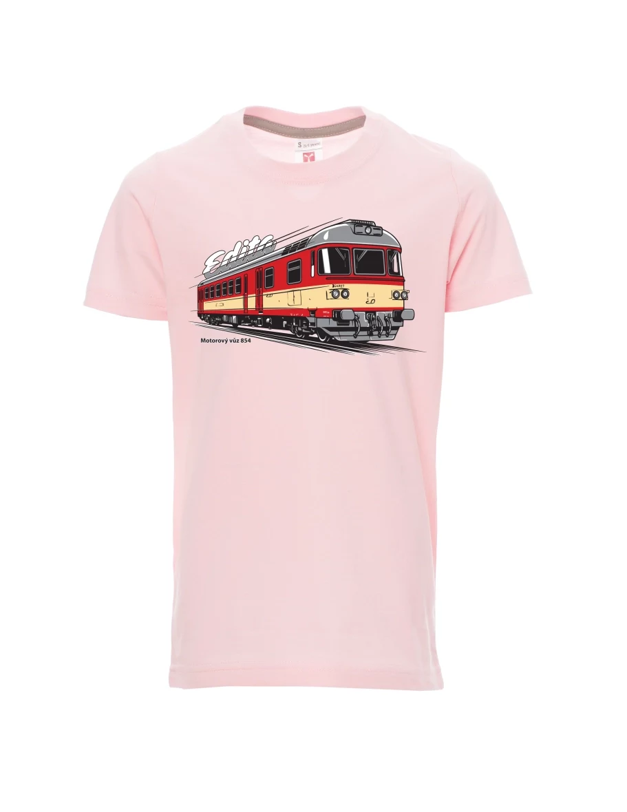 Dziecięcy t-shirt jasno różowy Wagon silnikowy 854