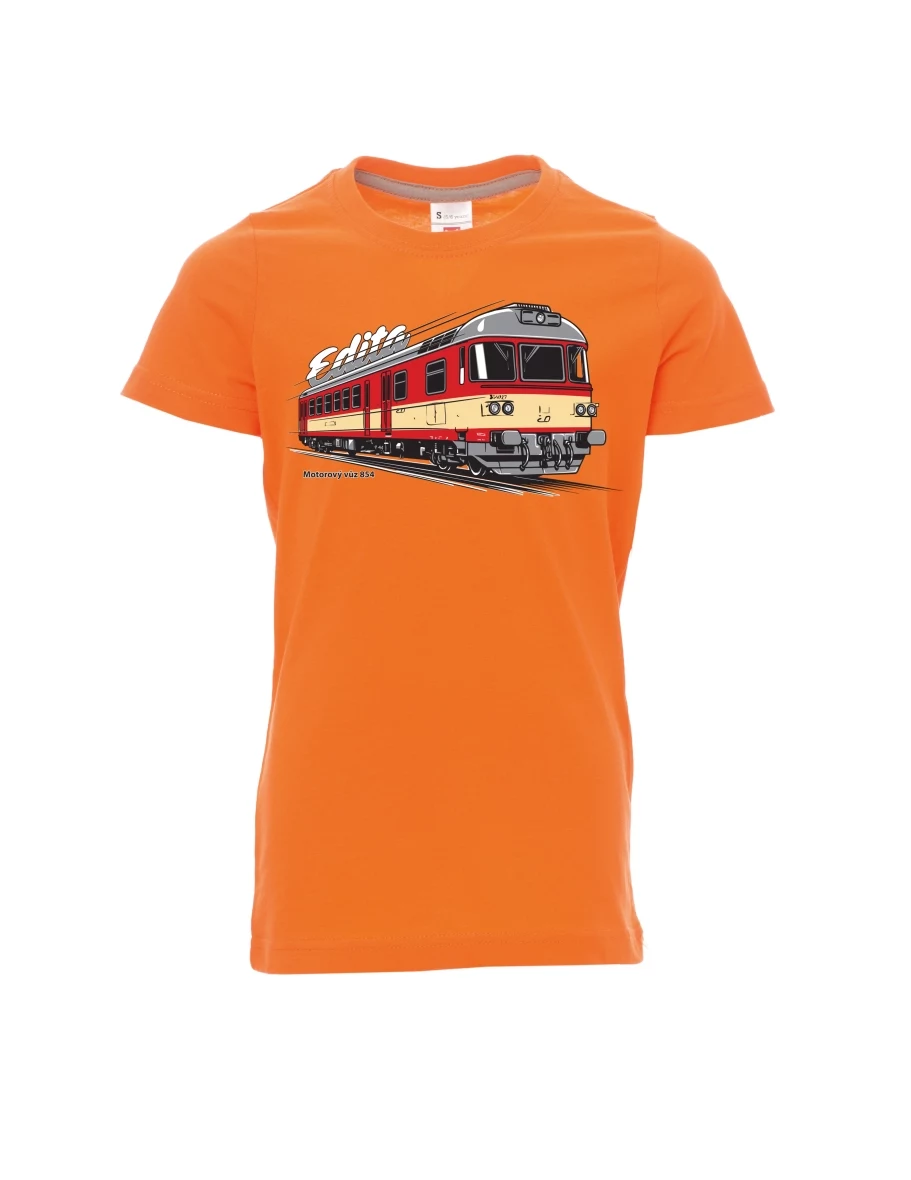 Dziecięcy t-shirt pomarańczowy Wagon silnikowy 854
