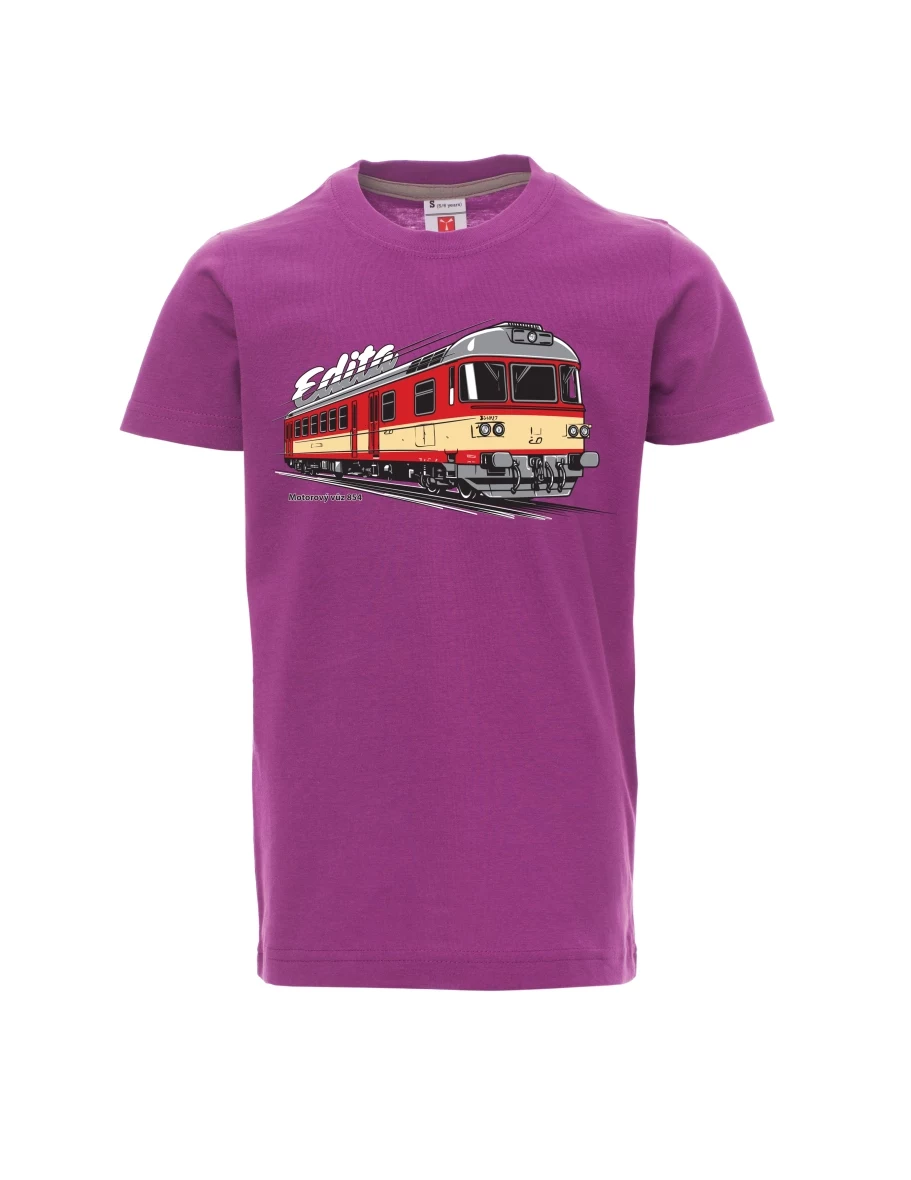 Dziecięcy t-shirt purpurowy Wagon silnikowy 854