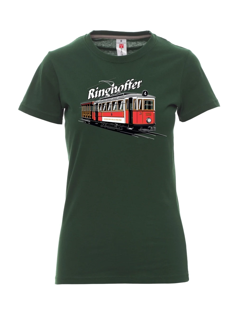Damski t-shirt ciemnozielony Tramwaj Ringhoffer