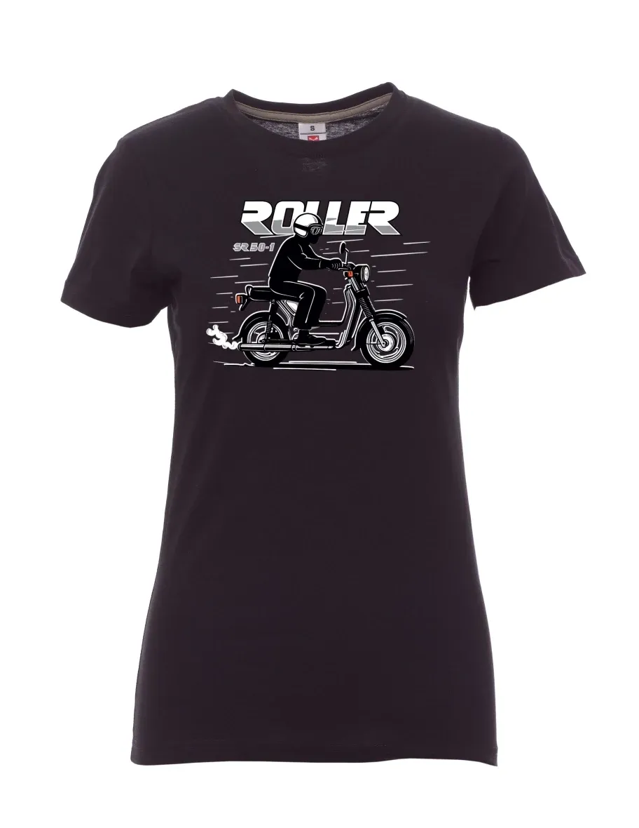 Damski t-shirt czarny Skuter SR 50/1 Roller