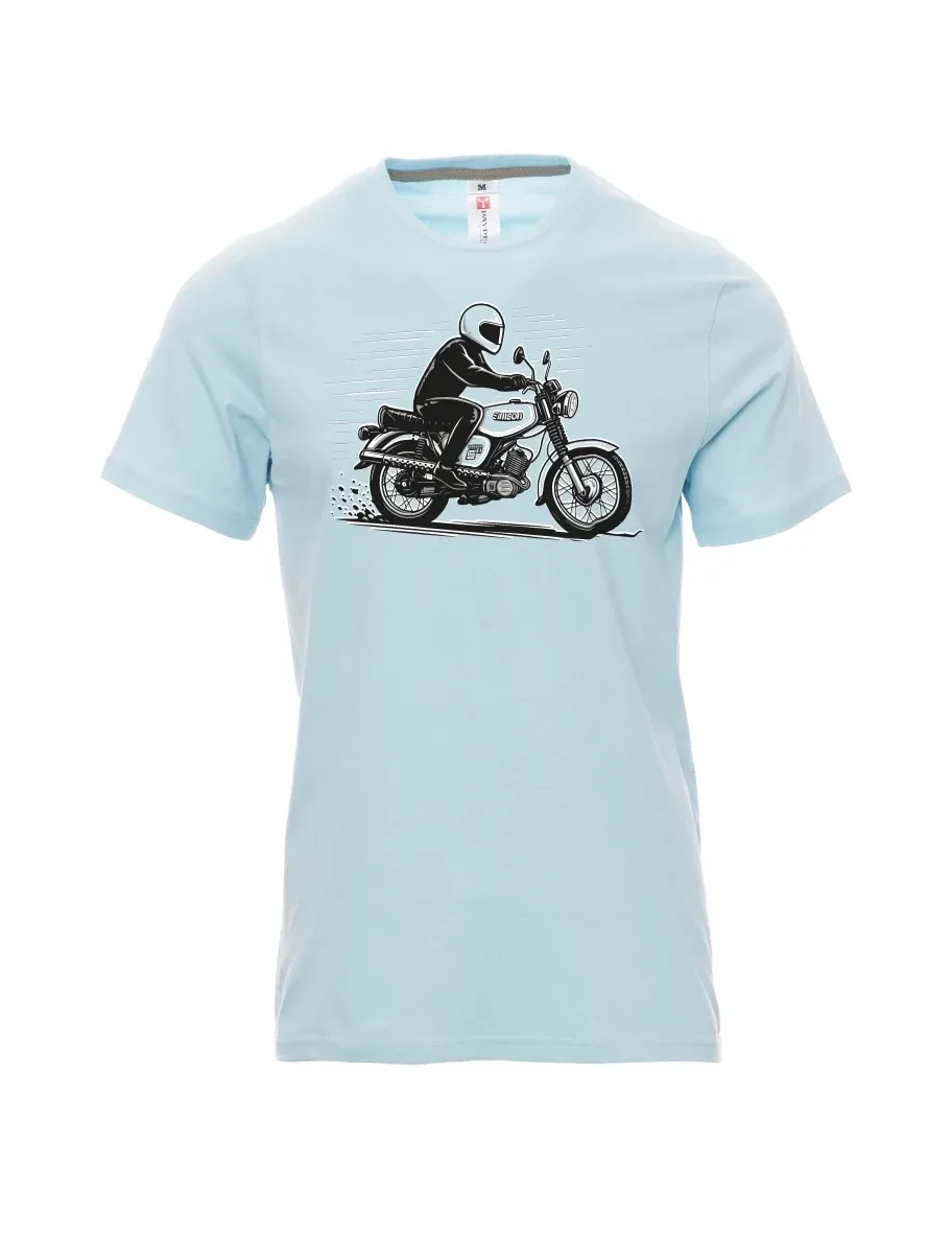 Męski t-shirt jasno niebieski Motocykl Enduro S51