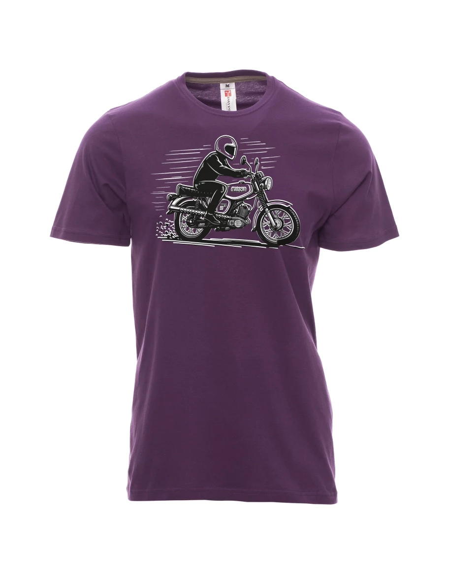 Męski t-shirt purpurowy Motocykl Enduro S51