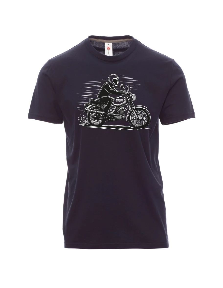 Męski t-shirt marynarka wojenna Motocykl Enduro S51