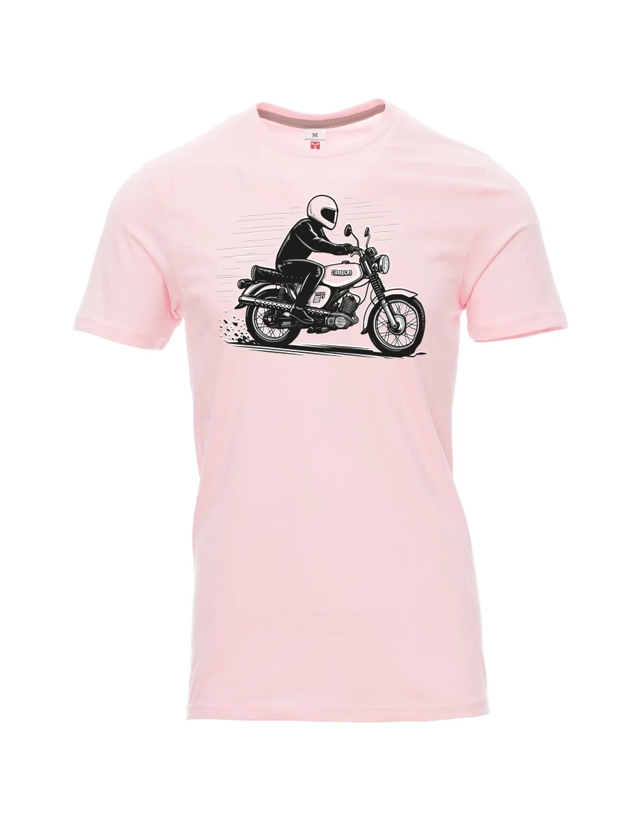 Męski t-shirt jasnoróżowy Motocykl Enduro S51