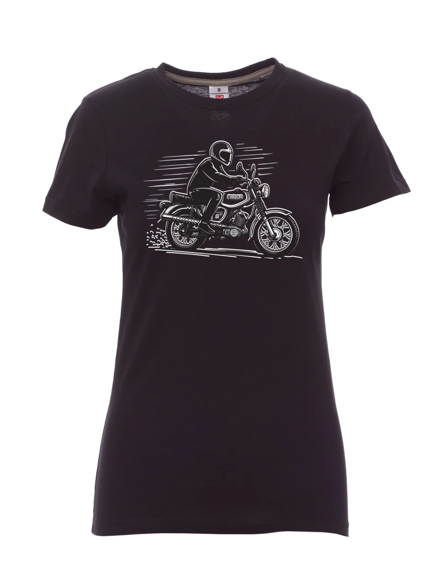 Damski t-shirt czarny Motocykl Enduro S51