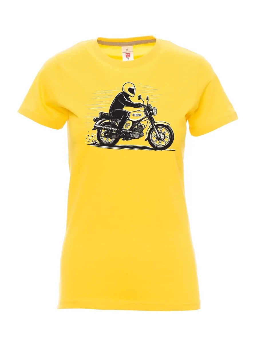 Damski t-shirt żółty Motocykl Enduro S51