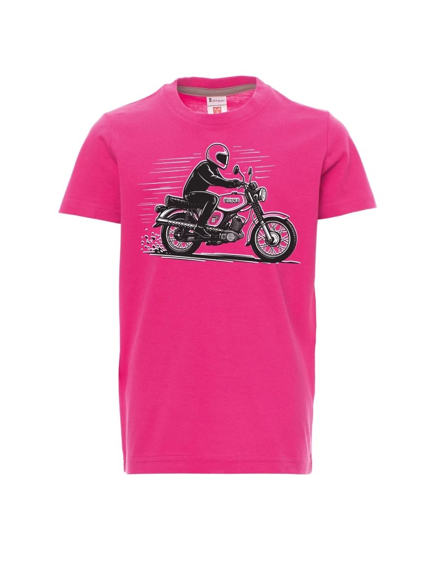 Dziecięcy t-shirt różowy Motocykl Enduro S51