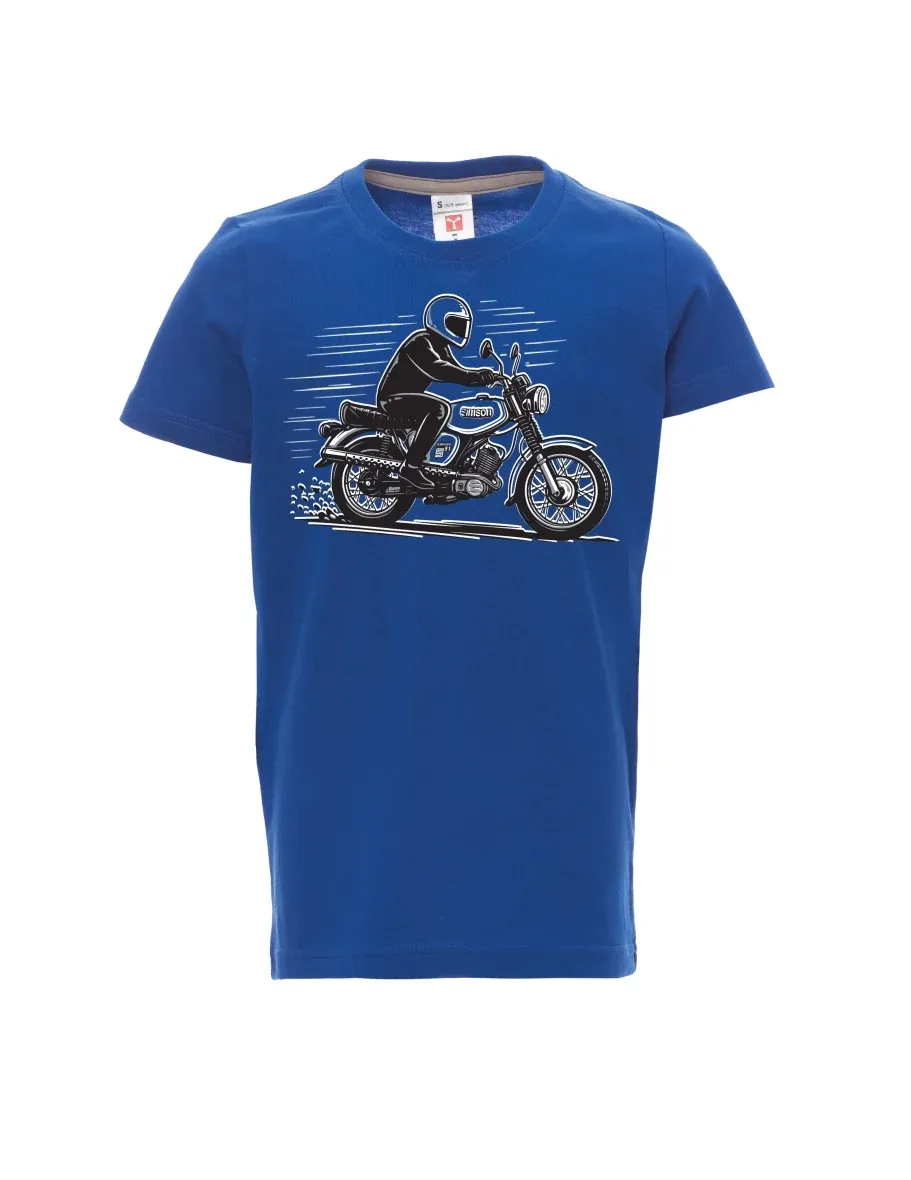 Dziecięcy t-shirt niebieski Motocykl Enduro S51