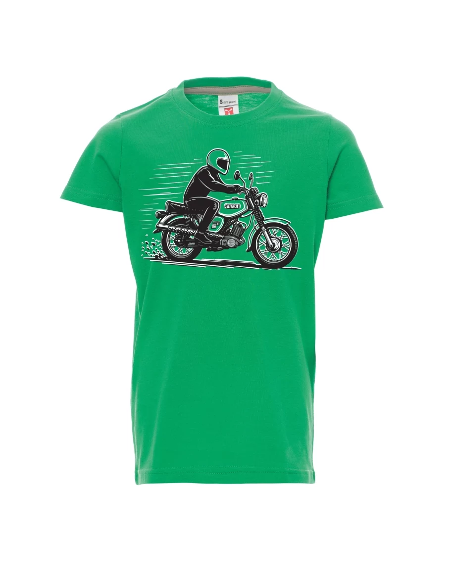 Dziecięcy t-shirt zielony Motocykl Enduro S51