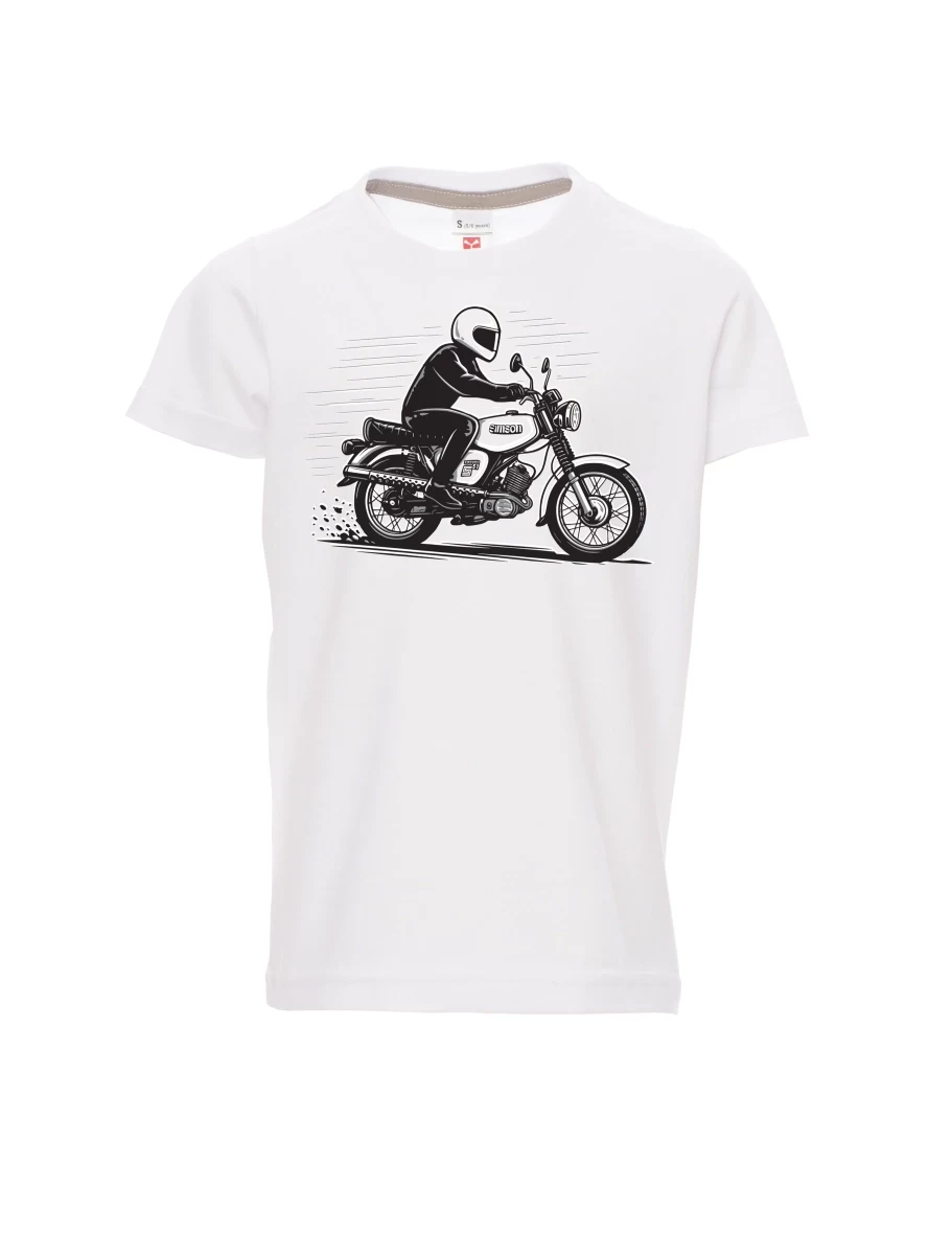 Dziecięcy t-shirt biały Motocykl Enduro S51