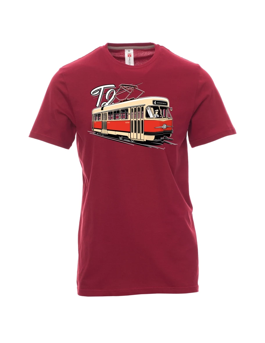 Męski t-shirt czerwony Tramwaj T2