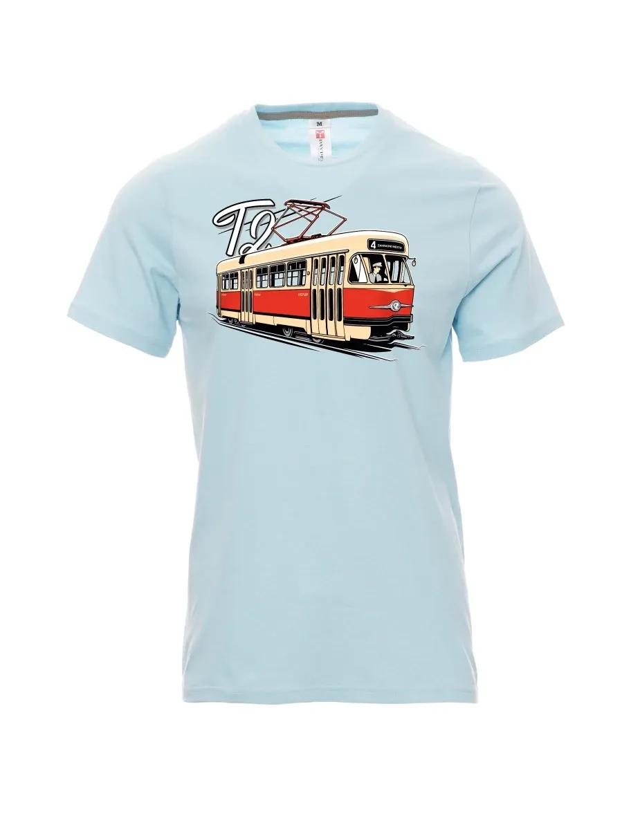 Męski t-shirt jasno niebieski Tramwaj T2
