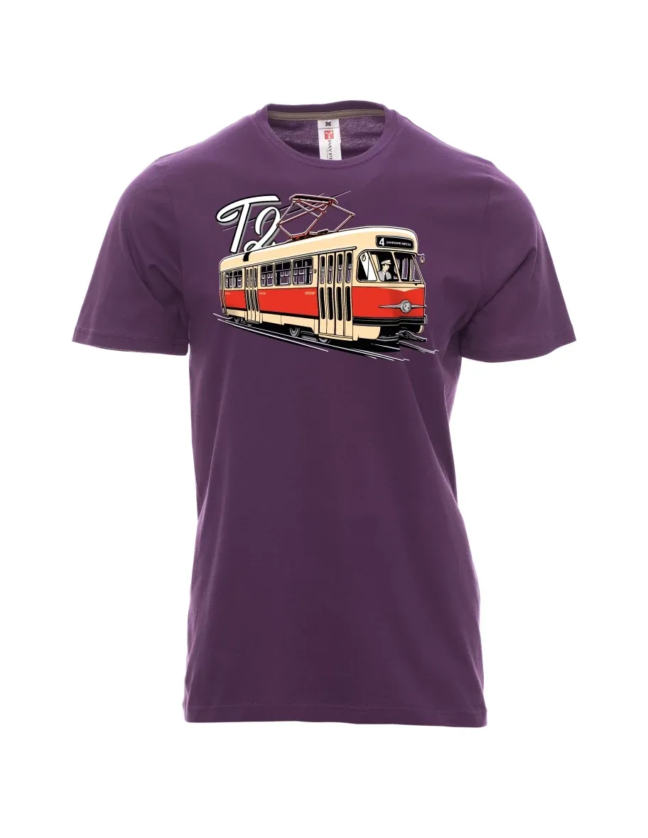 Męski t-shirt purpurowy Tramwaj T2