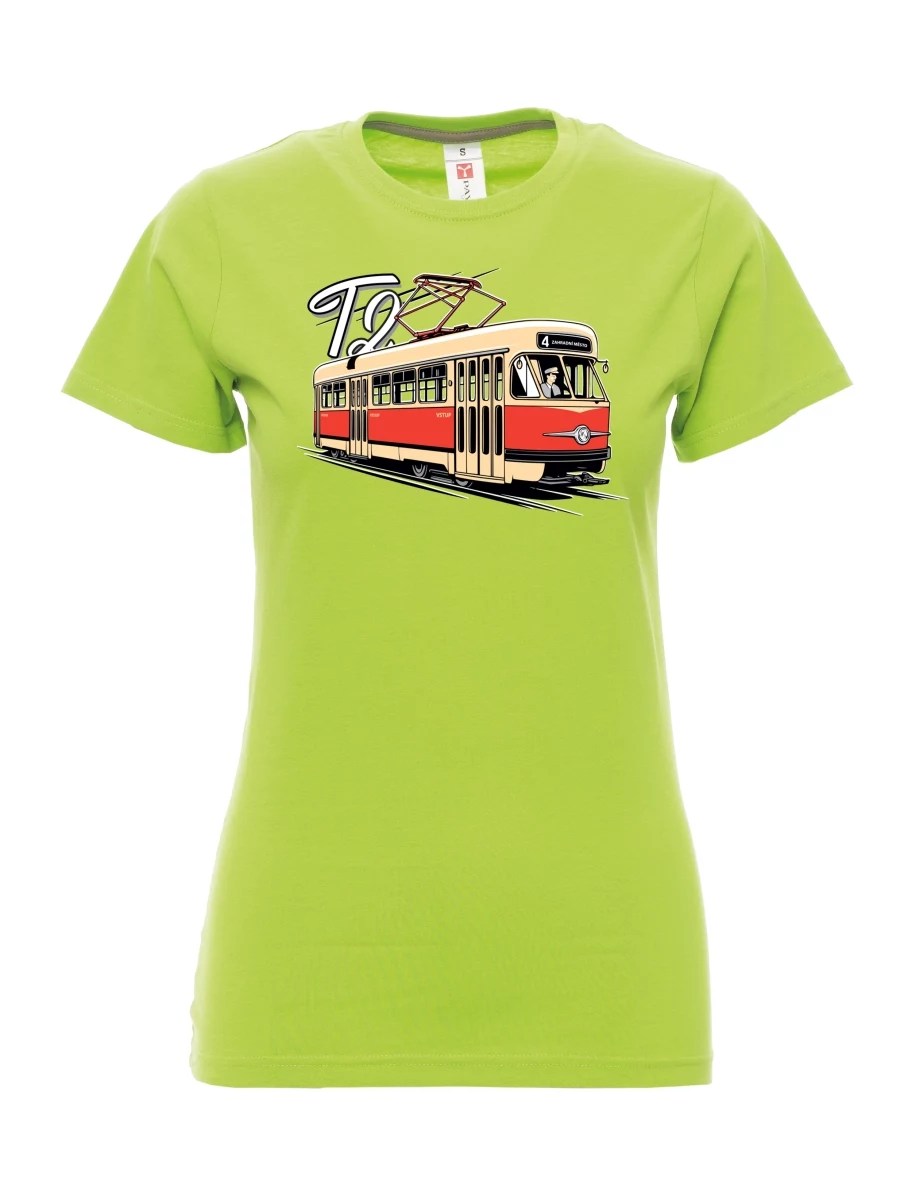Damski t-shirt limetkowy Tramwaj T2